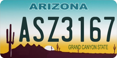 AZ license plate ASZ3167