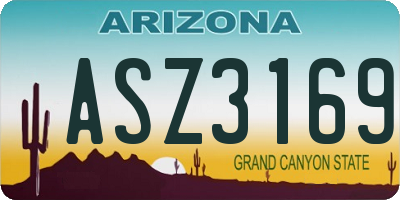 AZ license plate ASZ3169