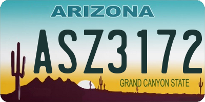 AZ license plate ASZ3172