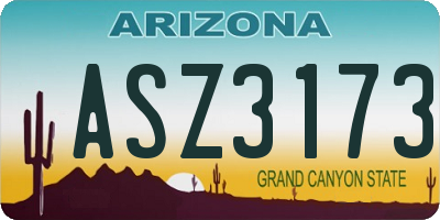 AZ license plate ASZ3173