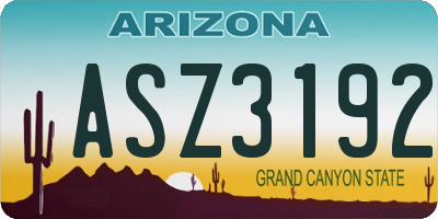 AZ license plate ASZ3192