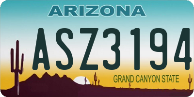 AZ license plate ASZ3194