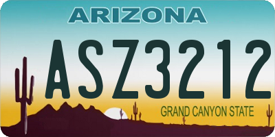 AZ license plate ASZ3212