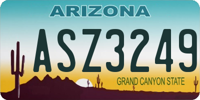 AZ license plate ASZ3249
