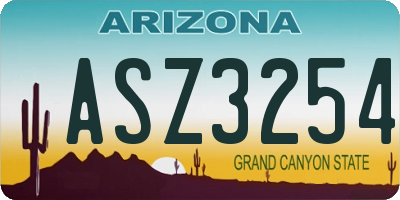 AZ license plate ASZ3254