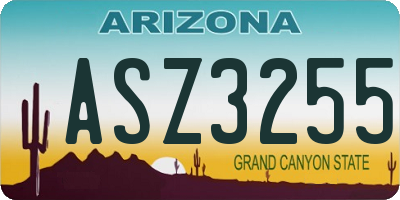 AZ license plate ASZ3255