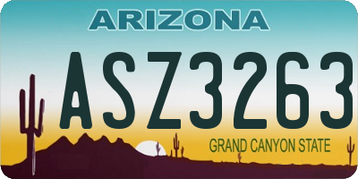 AZ license plate ASZ3263