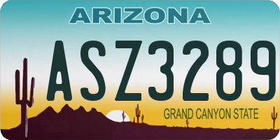 AZ license plate ASZ3289