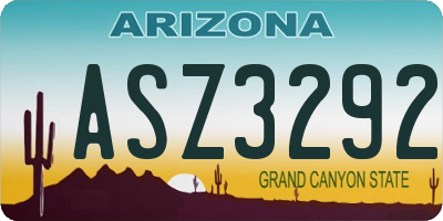 AZ license plate ASZ3292