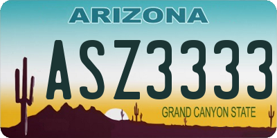 AZ license plate ASZ3333