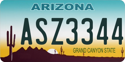 AZ license plate ASZ3344