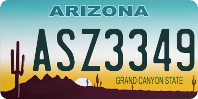 AZ license plate ASZ3349