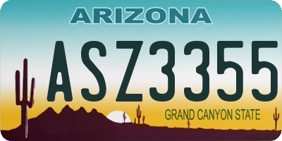 AZ license plate ASZ3355