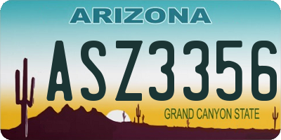 AZ license plate ASZ3356