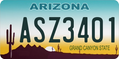 AZ license plate ASZ3401