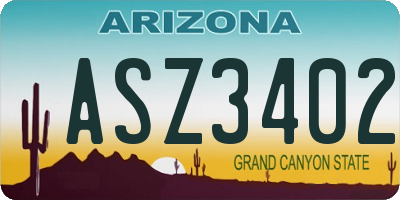 AZ license plate ASZ3402