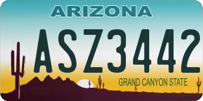 AZ license plate ASZ3442
