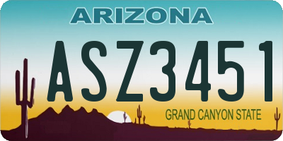 AZ license plate ASZ3451