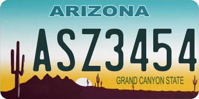 AZ license plate ASZ3454