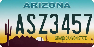 AZ license plate ASZ3457