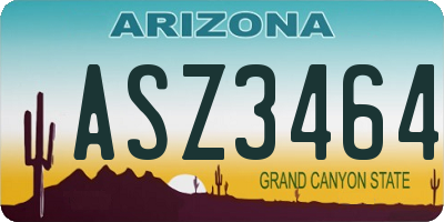 AZ license plate ASZ3464