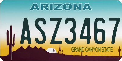 AZ license plate ASZ3467