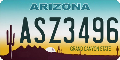 AZ license plate ASZ3496