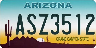 AZ license plate ASZ3512