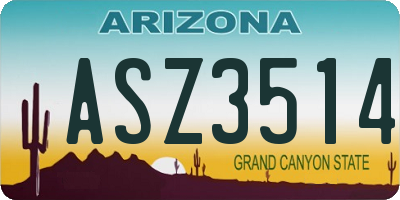 AZ license plate ASZ3514