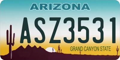 AZ license plate ASZ3531