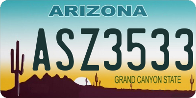 AZ license plate ASZ3533