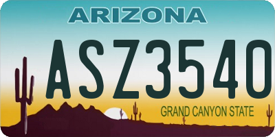 AZ license plate ASZ3540