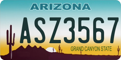 AZ license plate ASZ3567