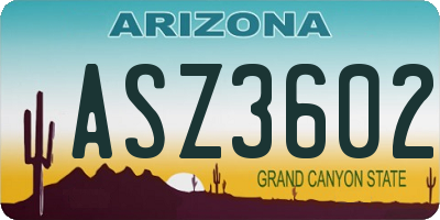 AZ license plate ASZ3602