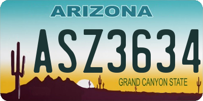 AZ license plate ASZ3634