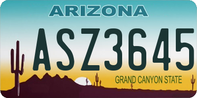AZ license plate ASZ3645