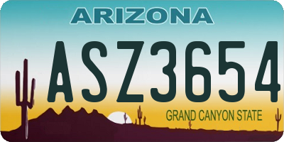 AZ license plate ASZ3654