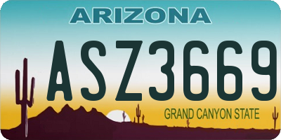 AZ license plate ASZ3669