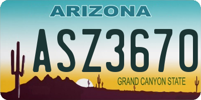 AZ license plate ASZ3670