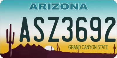 AZ license plate ASZ3692