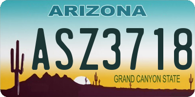 AZ license plate ASZ3718
