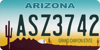 AZ license plate ASZ3742