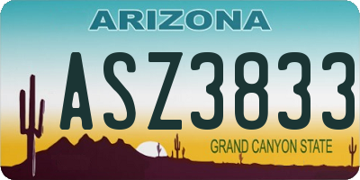 AZ license plate ASZ3833