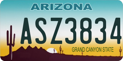 AZ license plate ASZ3834