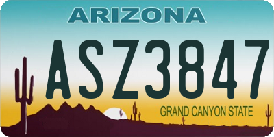 AZ license plate ASZ3847