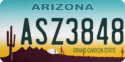 AZ license plate ASZ3848