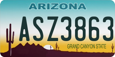 AZ license plate ASZ3863