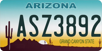 AZ license plate ASZ3892