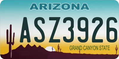 AZ license plate ASZ3926
