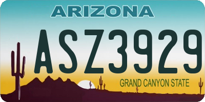 AZ license plate ASZ3929